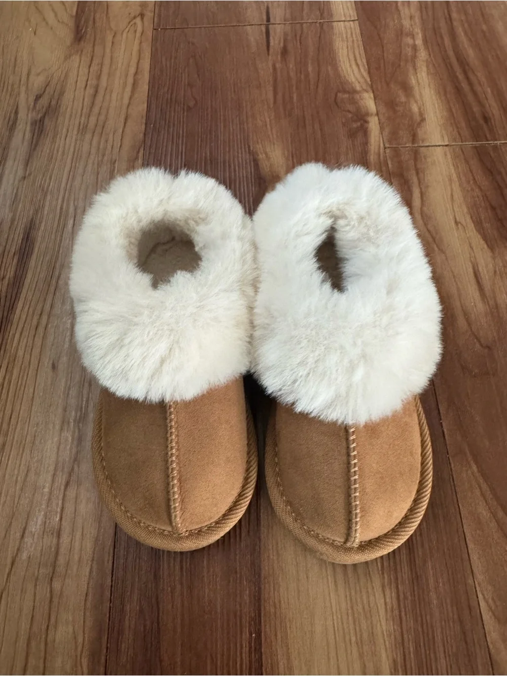 Kids Faux-Shearling Slippers in Chestnut Brown